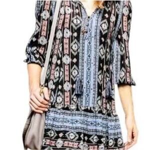 Holding Horses Winter Moon Tunic Dress Aztec Print Dress Long Sleeve Size XS